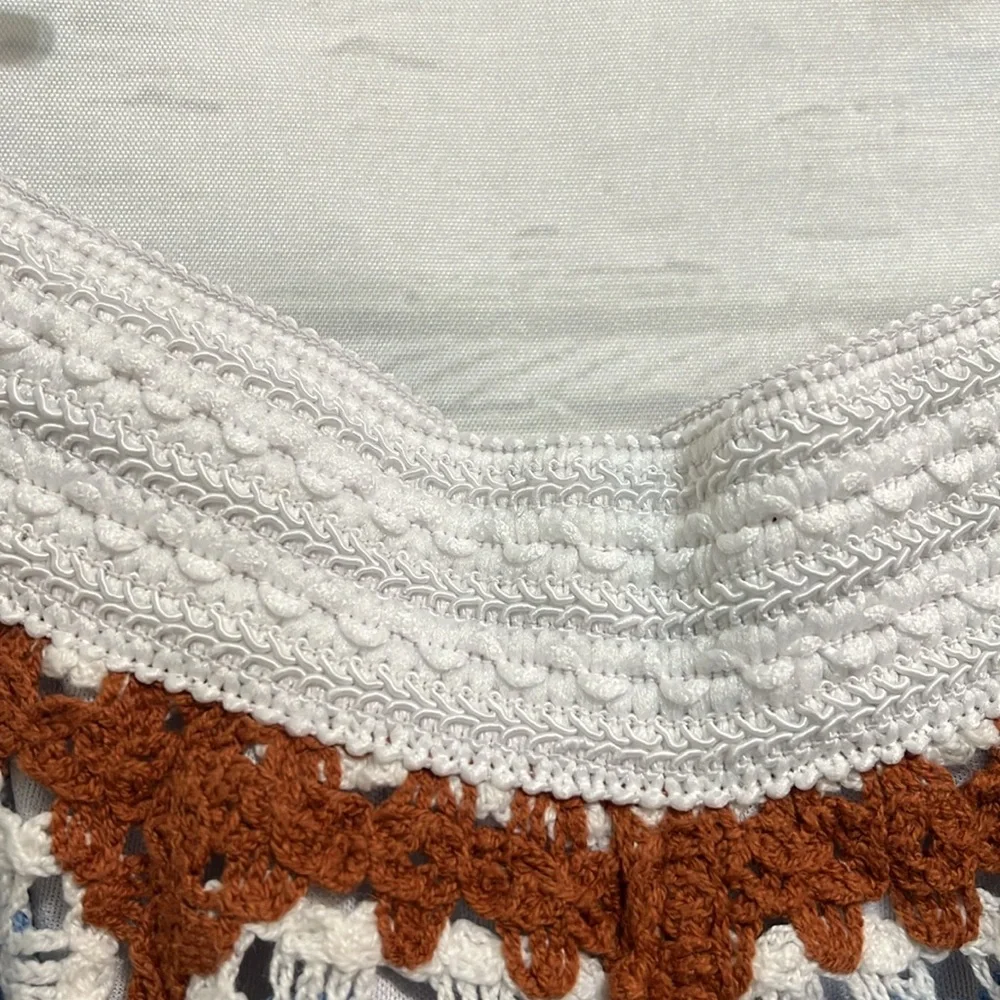 Ultra Pink Cottagecore Granny Square Crochet Shorts Brown Blue White Size XL - Picture 5 of 13